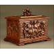 Antique Hand Carved Black Forest Wood Cigar Humidor.