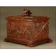 Antique Hand Carved Black Forest Wood Cigar Humidor.