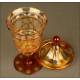 Precious Hand Carved Bohemian Crystal Cup. Made in Bicolor Crystal and with Lid.