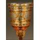 Precious Hand Carved Bohemian Crystal Cup. Made in Bicolor Crystal and with Lid.