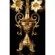 Pareja de Candelabros de Iglesia Franceses en Bronce Dorado. 72 cms Altura. Siglo XIX, en Excelente Estado