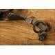 Antique 17th Century Wrought Iron Padlock Mounted on Wooden Stand.