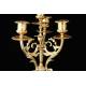 Beautiful Pair of Candelabra in Gilded Bronze and Marble. France, XIX Century