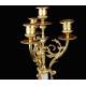 Beautiful Pair of Candelabra in Gilded Bronze and Marble. France, XIX Century