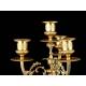 Beautiful Pair of Candelabra in Gilded Bronze and Marble. France, XIX Century