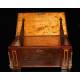 Large Solid Wood Box Decorated with Marquetry. With its key. 1930's.