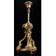 Elegant Pair of Antique Bronze Candlesticks. France, XIX Century