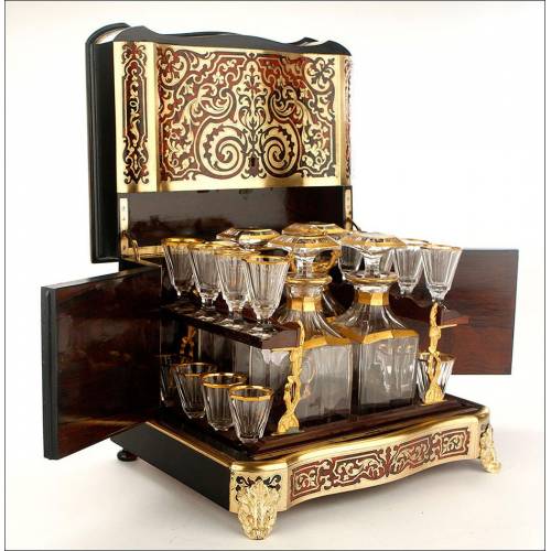 Sensational Decorated Liquor Cabinet with Boulle Marquetry. France, Circa 1870