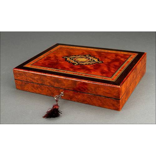 Antique Game Box with Original Inlaid Decoration. France, XIX Century