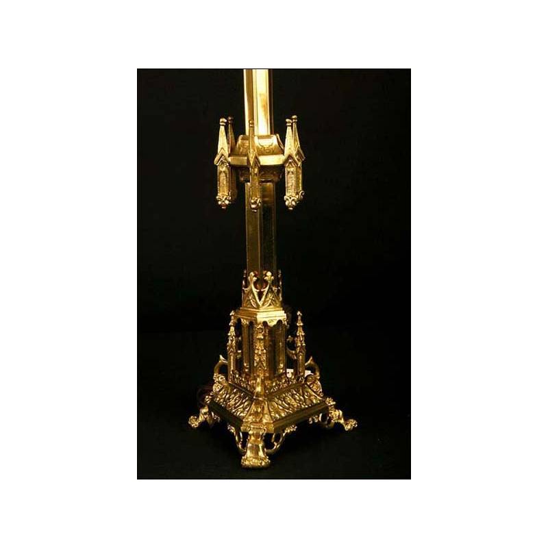Circa 1870 Gothic Silver Plated Brass Candle Sticks