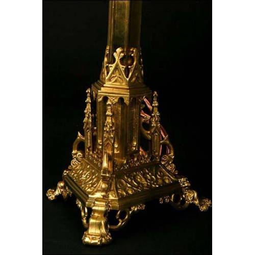 English gothic revival style bronze altar candlesticks