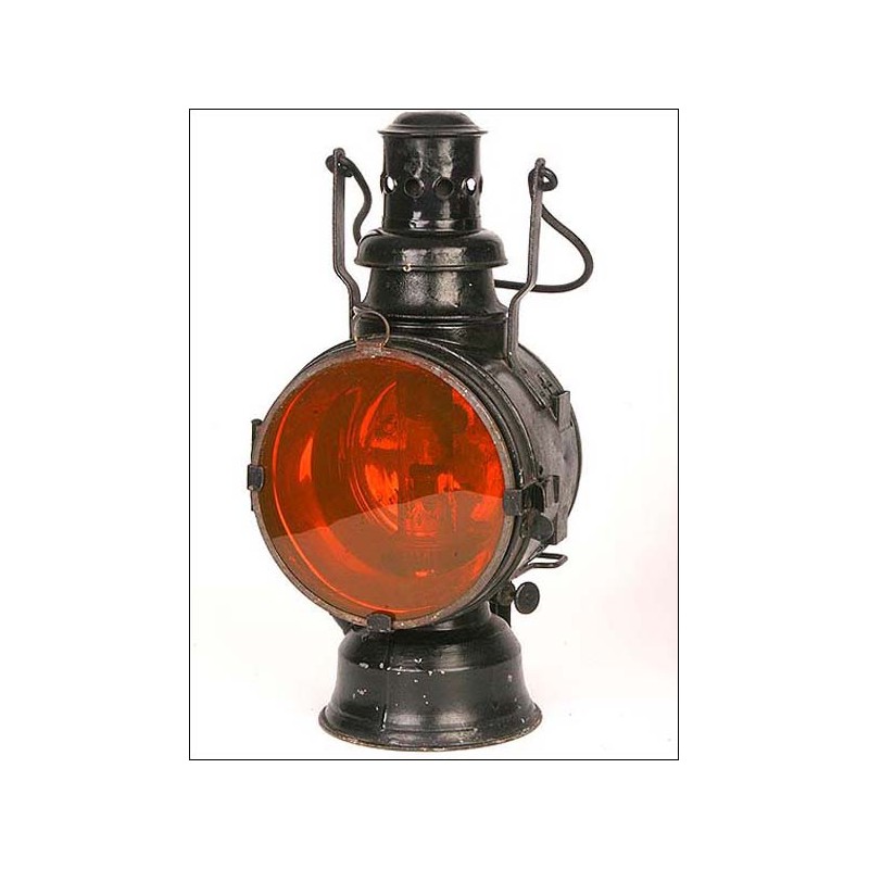 Antique oil lamp for railway station signals. 1900.