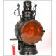 Antique oil lamp for railway station signals. 1900.