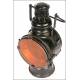 Antique oil lamp for railway station signals. 1900.