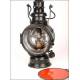 Antique oil lamp for railway station signals. 1900.