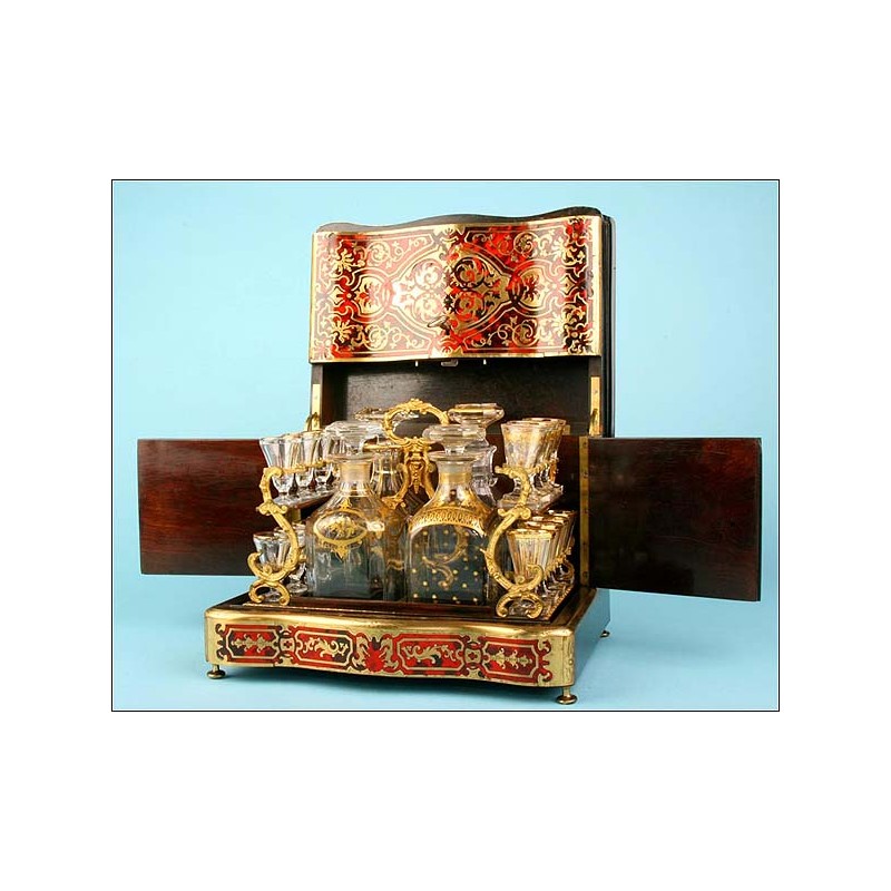 French liquor cabinet in boulle marquetry. XIX Century