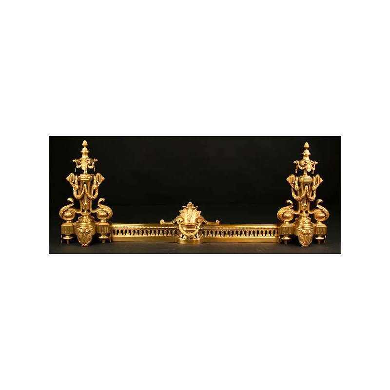 Gilded bronze chimney pieces. Late 19th century.