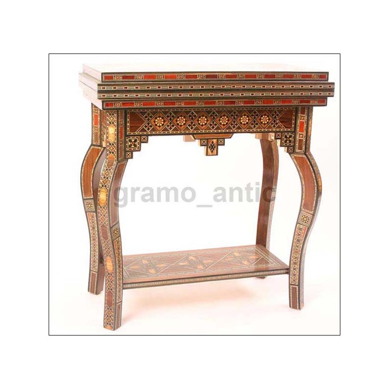 Spectacular game table with folding marquetry. XX CENTURY