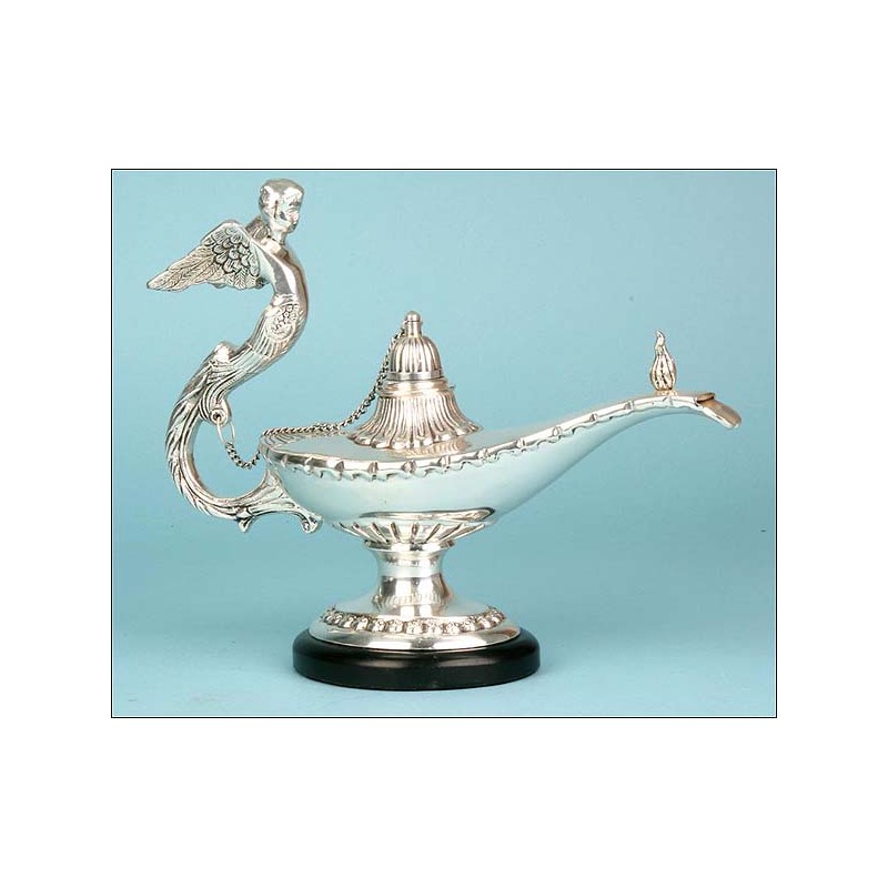 Art Deco Persian style lamp. Silver plated metal. 1920