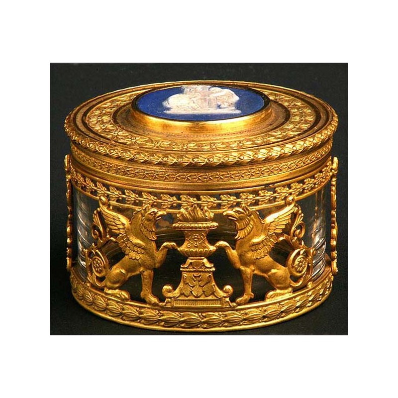 Glass and bronze box. Antique. France