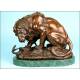 The Lion and the Snake' by Antoine-Louis Barye. Bronze