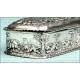 Beautiful British Silver Box, 1901, profusely decorated.