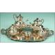 Coffee-Tea Set with Tray in Solid Silver (3751 grs.). Spain. 20th Century