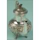 Coffee-Tea Set with Tray in Solid Silver (3751 grs.). Spain. 20th Century