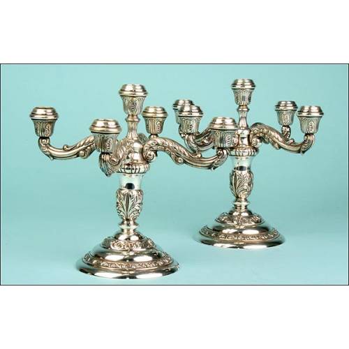 Pair of Spanish candlesticks in solid sterling silver.