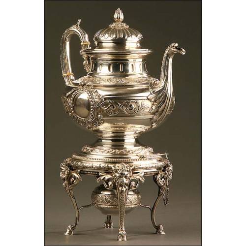 Important Solid Silver Samovar, France, XIX Century.