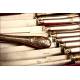 Decorative case with 12 Dessert Knives in Solid Silver. France, S.XIX.