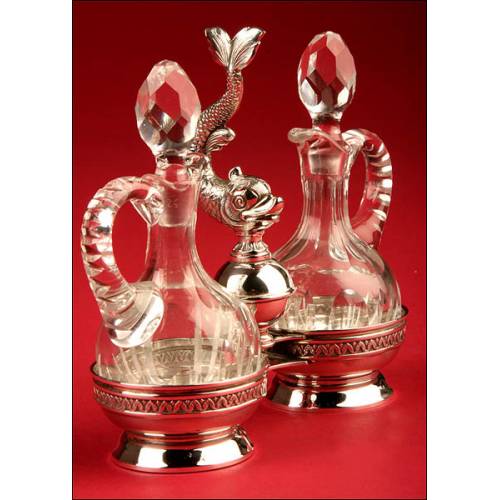 Original Spanish Silver and Cut Crystal Vinaigrettes. S. XX.