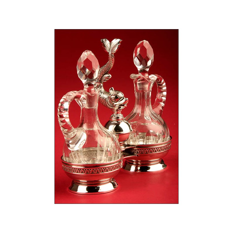 Original Spanish Silver and Cut Crystal Vinaigrettes. S. XX.