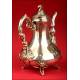 Extraordinary Large French Coffee Pot in Solid Silver. XIX Century