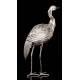 Stylized Crane Figure in Solid Silver Contrasted. Spain, Mid XX Century