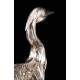 Stylized Crane Figure in Solid Silver Contrasted. Spain, Mid XX Century