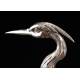 Stylized Crane Figure in Solid Silver Contrasted. Spain, Mid XX Century