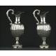 Pair of Spanish Solid Silver Jugs. Years 50 of the XX Century. 900 grams