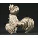 Hand Carved Solid Silver Rooster. Years 60 of S. XX. With gems in the eyes. 250 grams.