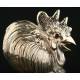 Hand Carved Solid Silver Rooster. Years 60 of S. XX. With gems in the eyes. 250 grams.