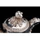 Impressive Solid Silver and Ebony Teapot. Contrasted. France, S. XIX