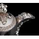 Impressive Solid Silver and Ebony Teapot. Contrasted. France, S. XIX