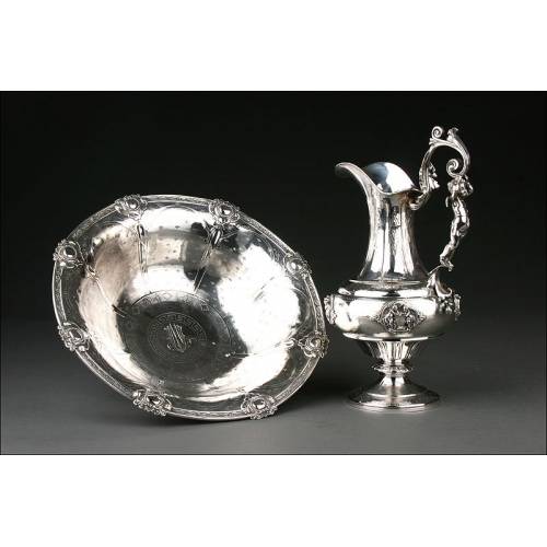 Important Solid Silver Ewer by Emile Hugo. Paris, circa 1860. Weight: 2,7 Kilos