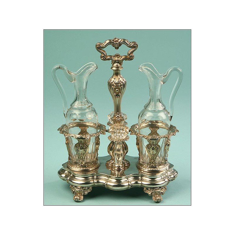 French Vinaigrettes, Solid Silver, XIX Century. Large size. Original glassware