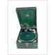 Elegant Antique Suitcase Gramophone His Master's Voice. Model 102C. Great Britain, 1939