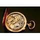 Antique 18K Solid Gold Pocket Watch with Chronograph and Chime. Circa 1900