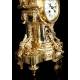 Antique Bronze Clock and Candlestick Set. France, XIX Century