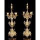 Antique Bronze Clock and Candlestick Set. France, XIX Century