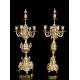 Antique Bronze Clock and Candlestick Set. France, XIX Century