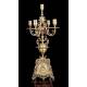 Antique set of mantel clock and pair of candlesticks. France, 19th Century